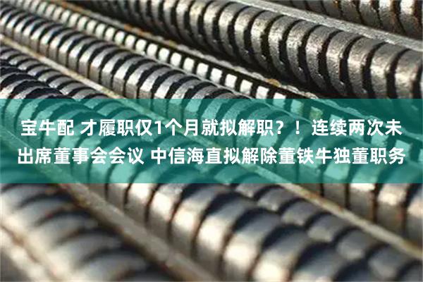 宝牛配 才履职仅1个月就拟解职？！连续两次未出席董事会会议 中信海直拟解除董铁牛独董职务